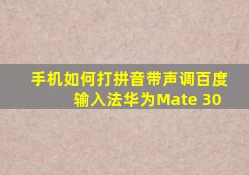 手机如何打拼音带声调百度输入法华为Mate 30